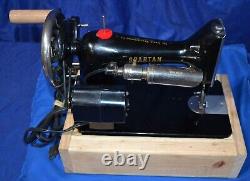 Singer Spartan Sewing Machine Electric & Hand Crank Serviced Attachments Base