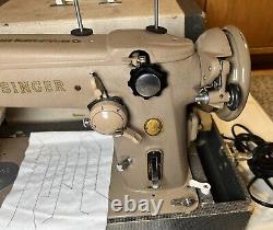 Singer Tan 306W Sewing Machine, Case, Manual, Bobbins, New Needles, 1954 Tested