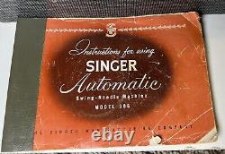 Singer Tan 306W Sewing Machine, Case, Manual, Bobbins, New Needles, 1954 Tested