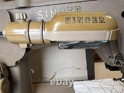 Singer Tan 306W Sewing Machine, Case, Manual, Bobbins, New Needles, 1954 Tested