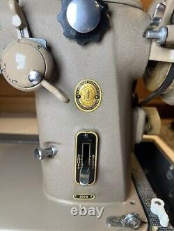 Singer Tan 306W Sewing Machine, Case, Manual, Bobbins, New Needles, 1954 Tested