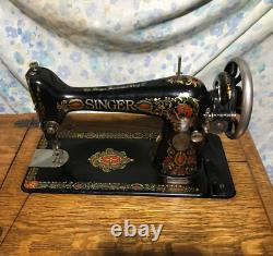 Singer Treadle Sewing Machine 1921 Model/Class 66 In Cabinet