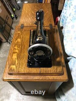 Singer Treadle Sewing Machine 1921 Model/Class 66 In Cabinet