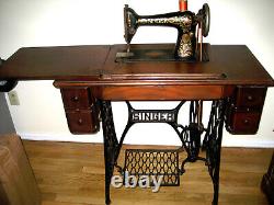 Singer Treadle Sewing Machine Model 66 Beautiful Original Manual and Accessories