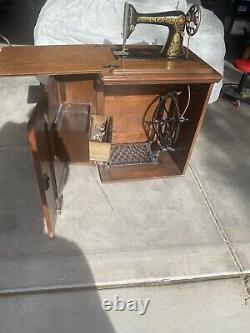 Singer Treadle Sewing Machine, Model/Class 66, In Cabinet