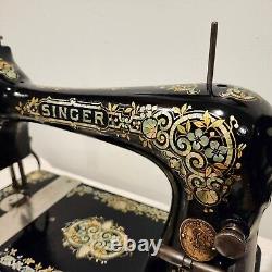 Stunning 1907 Singer Treadle Sewing Machine Head 27 Gingerbread Tiffany Sews A+