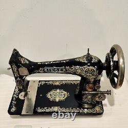 Stunning 1907 Singer Treadle Sewing Machine Head 27 Gingerbread Tiffany Sews A+