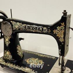 Stunning 1907 Singer Treadle Sewing Machine Head 27 Gingerbread Tiffany Sews A+