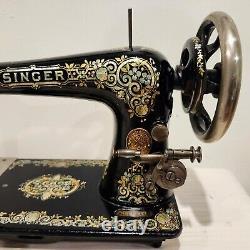 Stunning 1907 Singer Treadle Sewing Machine Head 27 Gingerbread Tiffany Sews A+