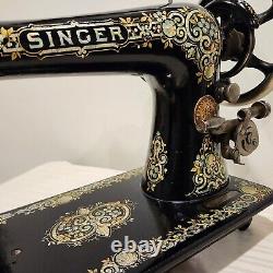 Stunning 1907 Singer Treadle Sewing Machine Head 27 Gingerbread Tiffany Sews A+