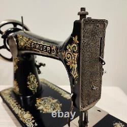 Stunning 1907 Singer Treadle Sewing Machine Head 27 Gingerbread Tiffany Sews A+