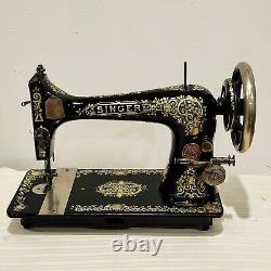 Stunning 1907 Singer Treadle Sewing Machine Head 27 Gingerbread Tiffany Sews A+