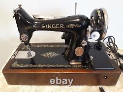 Superb Antique 1927 Singer Sewing Machine Model 99k Case Fully Tested