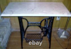 Table Singer Treadle Sewing Machine Cast Iron Base Marble Top