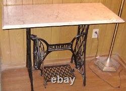 Table Singer Treadle Sewing Machine Cast Iron Base Marble Top