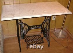 Table Singer Treadle Sewing Machine Cast Iron Base Marble Top