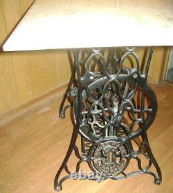 Table Singer Treadle Sewing Machine Cast Iron Base Marble Top