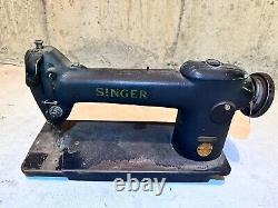 Two Antique Commercial Singer Sewing Machines with Table