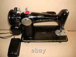 VINTAGE SINGER SEWING MACHINE Model 201-2, SERVICED, #AJ440957