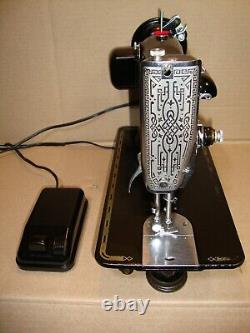 VINTAGE SINGER SEWING MACHINE Model 201-2, SERVICED, #AJ440957