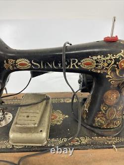 VINTAGE Singer Model 128 Sewing Machine Antique 1925 Motorized Powers On