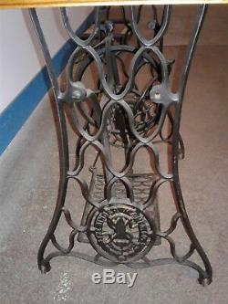 VINTAGE Singer Treadle Sewing Machine Base Table Legs Rolling Stand
