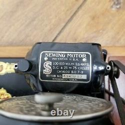 Vintage 1919 Singer Sewing Machine Model 128 Portable with Bentwood Case Works