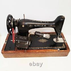 Vintage 1923 Singer Model 15K Electric Sewing Machine with Wooden Dome Cover