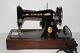 Vintage 1926 Singer Knee Lever Sewing Machine Bent Wood Case Key