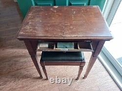 Vintage 1929 Singer Model 101 Electric Sewing Machine Style 40 Cabinet with Bench