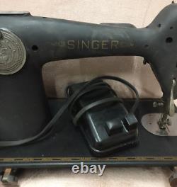 Vintage 1941 Singer Model 201 Blackside Original Sewing Machine & Foot Pedal