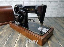 Vintage 1950's SINGER Model 201K Sewing Machine with Wooden Case READ INFO