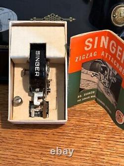 Vintage 1952 Singer Featherweight Sewing Machine 221 Case Keys Accessories Works