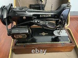 Vintage Antique 1950s Singer Sewing Machine With Art Deco Case! Tested Works