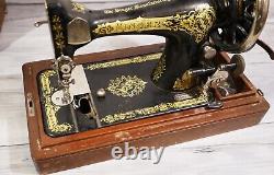 Vintage Antique Early 1900's Singer Table Top Sewing Machine with Wood Case