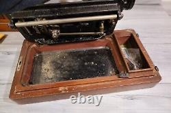Vintage Antique Early 1900's Singer Table Top Sewing Machine with Wood Case