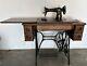 Vintage Antique Original Singer Sewing Machine Treadle Cabinet Model 15 Ad512473