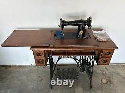 Vintage Antique Original Singer Sewing Machine Treadle Cabinet Model 15 AD512473