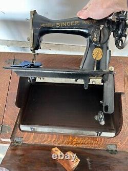 Vintage Antique Original Singer Sewing Machine Treadle Cabinet Model 15 AD512473