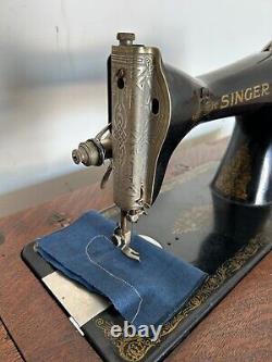 Vintage Antique Original Singer Sewing Machine Treadle Cabinet Model 15 AD512473