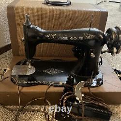 Vintage Antique SINGER Manufacturing Electric Sewing Machine with Case 1866-78