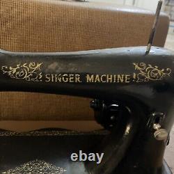 Vintage Antique SINGER Manufacturing Electric Sewing Machine with Case 1866-78