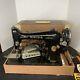 Vintage Antique Singer Sewing Machine With Case & Foot Pedal Model 66