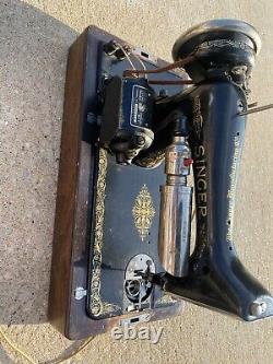 Vintage Antique Singer Sewing Machine with Wooden Case No Foot Pedal