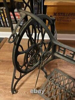 Vintage Cast Iron Model 66 Singer Sewing Machine Base With Curly Maple Top