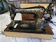 Vintage Early 1900's Singer Red Eye Model 66 Sewing Machine With Case Pedal
