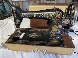 Vintage Early 1900's Singer Red Eye Model 66 Sewing Machine with Case Pedal