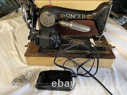 Vintage Early 1900's Singer Red Eye Model 66 Sewing Machine with Case Pedal