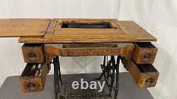 Vintage Early 1900's Singer Sewing Machine Treadle Table Cabinet 5 Drawer