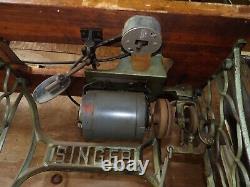Vintage Early Antique Singer Sewing Machine Treadle Base & Motor Industrial